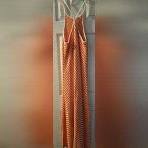 Chevron Stitch Midi DressSize: LColor: Exotic Orange/ Bright White Sweater Dress